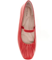 Gianni Bini Julia Ruched Leather Mary Jane Ballet Flats