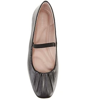 Gianni Bini Julia Ruched Leather Mary Jane Ballet Flats