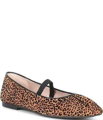 Gianni Bini Julia Suede Leopard Print Ruched Mary Jane Flats