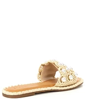 Gianni Bini Justise Raffia Pearl Flat Sandals