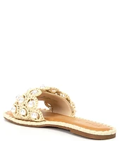 Gianni Bini Justise Raffia Pearl Flat Sandals