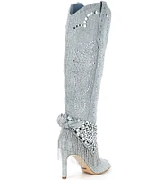 Gianni Bini Kaitrin Denim Rhinestone Embellished Bandana Over-the-Knee Boots