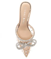 Gianni Bini Kamilla Clear Rhinestone Sparkle Embellished Bow Mules