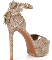 Gianni Bini Karmello Sparkle Flower Ankle Strap Platform Dress Sandals