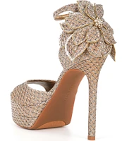 Gianni Bini Karmello Sparkle Flower Ankle Strap Platform Dress Sandals