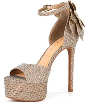 Gianni Bini Karmello Sparkle Flower Ankle Strap Platform Dress Sandals