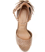 Gianni Bini Karmello Sparkle Flower Ankle Strap Platform Dress Sandals