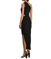 Gianni Bini Katie One Shoulder Sleeveless Matte Jersey Mini to Midi Knit Tie Dress