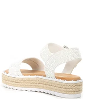 Gianni Bini Keeganfour Pearl Embellished Oversized Buckle Platform Espadrille Sandals