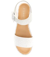 Gianni Bini Keeganfour Pearl Embellished Oversized Buckle Platform Espadrille Sandals