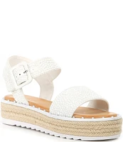 Gianni Bini Keeganfour Pearl Embellished Oversized Buckle Platform Espadrille Sandals