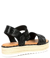 Gianni Bini KeeganThree Rhinestone Embellished Oversized Buckle Detail Platform Espadrille Sandals