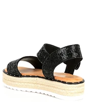 Gianni Bini KeeganThree Rhinestone Embellished Oversized Buckle Detail Platform Espadrille Sandals