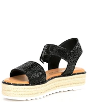 Gianni Bini KeeganThree Rhinestone Embellished Oversized Buckle Detail Platform Espadrille Sandals