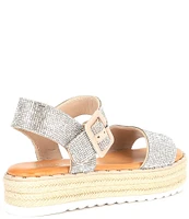 Gianni Bini KeeganThree Rhinestone Embellished Oversized Buckle Detail Platform Espadrille Sandals