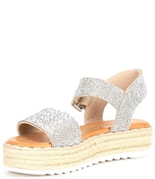 Gianni Bini KeeganThree Rhinestone Embellished Oversized Buckle Detail Platform Espadrille Sandals