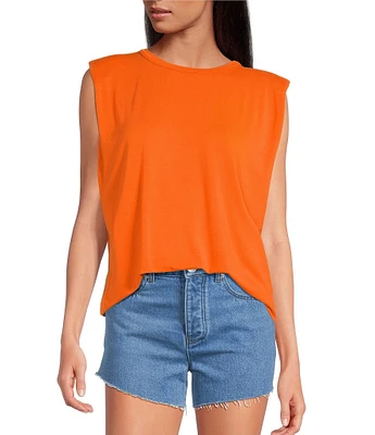 Gianni Bini Kelia Muscle Shouldler Pad Sleeveless Crew Neck Knit Tank