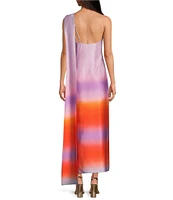 Gianni Bini Kenya One Shoulder Satin Ombre Dress