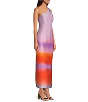 Gianni Bini Kenya One Shoulder Satin Ombre Dress