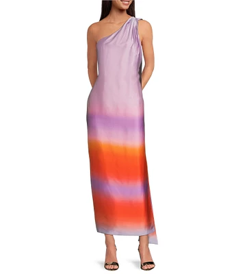 Gianni Bini Kenya One Shoulder Satin Ombre Dress