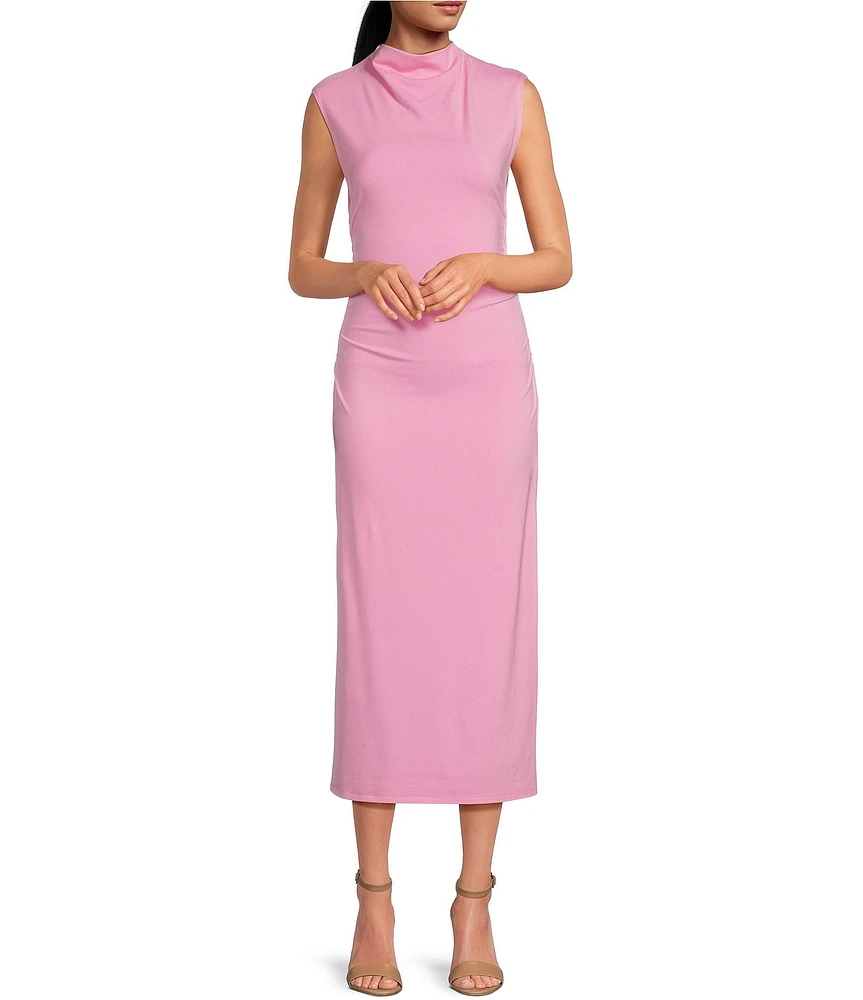 Gianni Bini Knit Mock Neck Cap Sleeve Bodycon Midi Dress