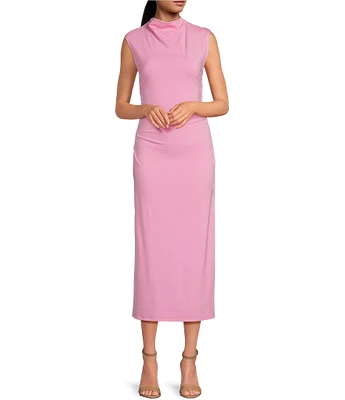 Gianni Bini Knit Mock Neck Cap Sleeve Bodycon Midi Dress