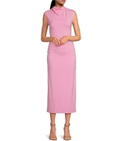 Gianni Bini Knit Mock Neck Cap Sleeve Bodycon Midi Dress