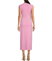 Gianni Bini Knit Mock Neck Cap Sleeve Bodycon Midi Dress