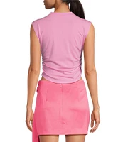 Gianni Bini Knit Mock Neck Cap Sleeve Crop Top