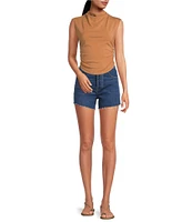 Gianni Bini Knit Mock Neck Cap Sleeve Crop Top