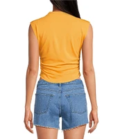 Gianni Bini Knit Mock Neck Cap Sleeve Crop Top