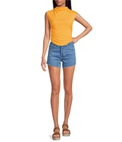Gianni Bini Knit Mock Neck Cap Sleeve Crop Top