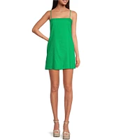 Gianni Bini Kourtney Linen Blend Straight Neck Sleeveless Short Dress