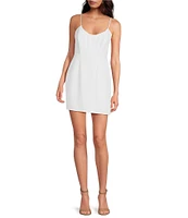 Gianni Bini Lana Crepe Corset Scoop Neck Sleeveless Mini Dress