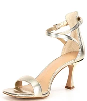 Gianni Bini Layney Metallic Leather Square Toe Strappy Dress Sandals