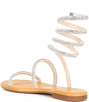 Gianni Bini Leona Rhinestone Embellished Ankle Wrap Strappy Flat Sandals