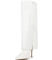 Gianni Bini Lesley Scattered Pearl Foldover Stiletto Tall Boots