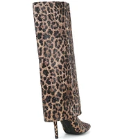 Gianni Bini Lizzie Leopard Print Rhinestone Foldover Tall Boots