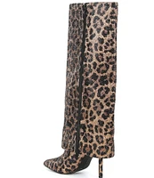 Gianni Bini Lizzie Leopard Print Rhinestone Foldover Tall Boots