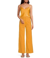 Gianni Bini Lucie Flat Front Straight Leg Linen Pants