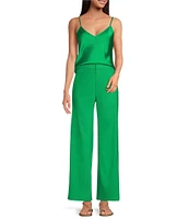 Gianni Bini Lucie Flat Front Straight Leg Linen Pants