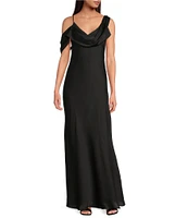 Gianni Bini Maeve Satin Asymmetrical Neck A-Line Dress