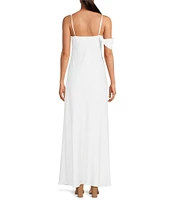 Gianni Bini Maeve Satin Asymmetrical Neck A-Line Dress