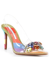 Gianni Bini Mardona Clear Rainbow Jewel Slingback Pumps