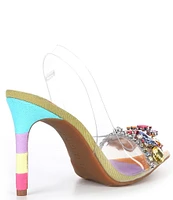 Gianni Bini Mardona Clear Rainbow Jewel Slingback Pumps