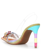 Gianni Bini Mardona Clear Rainbow Jewel Slingback Pumps