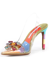 Gianni Bini Mardona Clear Rainbow Jewel Slingback Pumps