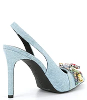 Gianni Bini Mardona Denim Pointed Toe Jewel Slingback Pumps