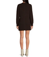 Gianni Bini Matilda Wool Blend Knit Crew Neck Long Sleeve Button Front Bodycon Mini Cardigan Dress