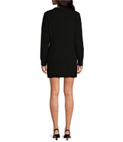 Gianni Bini Matilda Wool Blend Knit Crew Neck Long Sleeve Button Front Bodycon Mini Cardigan Dress